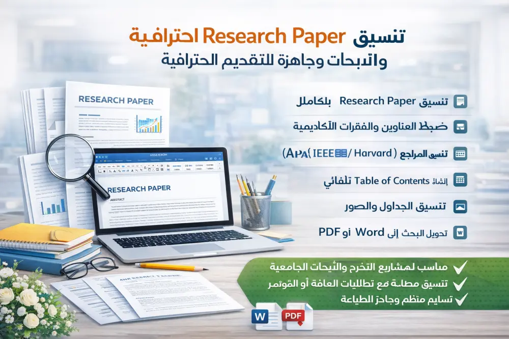 تنسيق وكتابة Research Paper و الأبحاث العلمية باحترافية