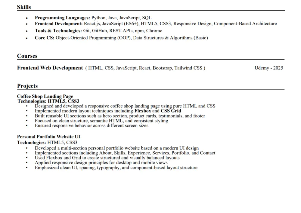 تصميم سيره ذاتيه احترافيه و متوافقة مع نظام ATS