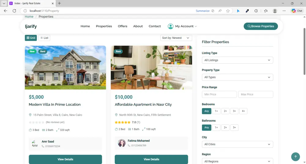 منصة "Ijarify" المتكاملة لإيجار وبيع العقارات | ASP.NET Core MVC