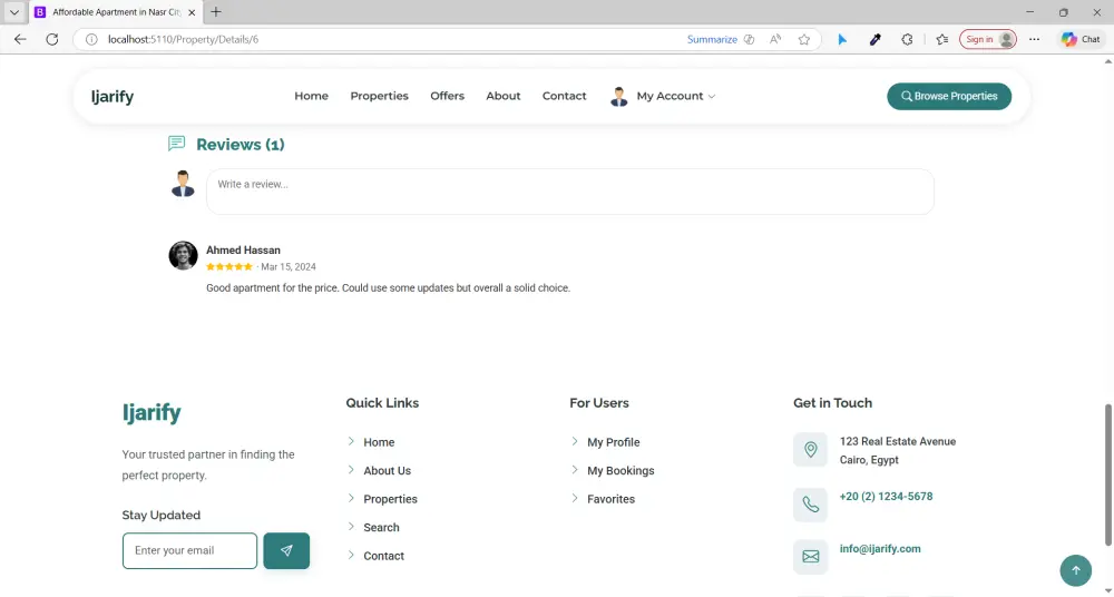 منصة "Ijarify" المتكاملة لإيجار وبيع العقارات | ASP.NET Core MVC