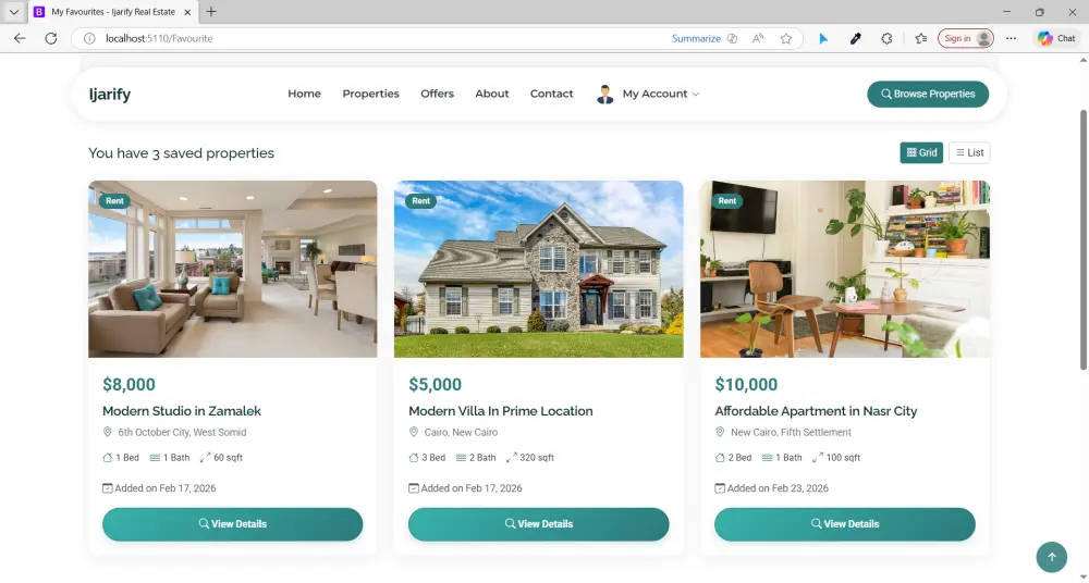 منصة "Ijarify" المتكاملة لإيجار وبيع العقارات | ASP.NET Core MVC