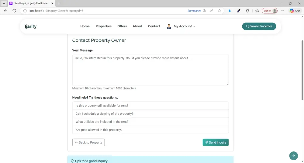 منصة "Ijarify" المتكاملة لإيجار وبيع العقارات | ASP.NET Core MVC