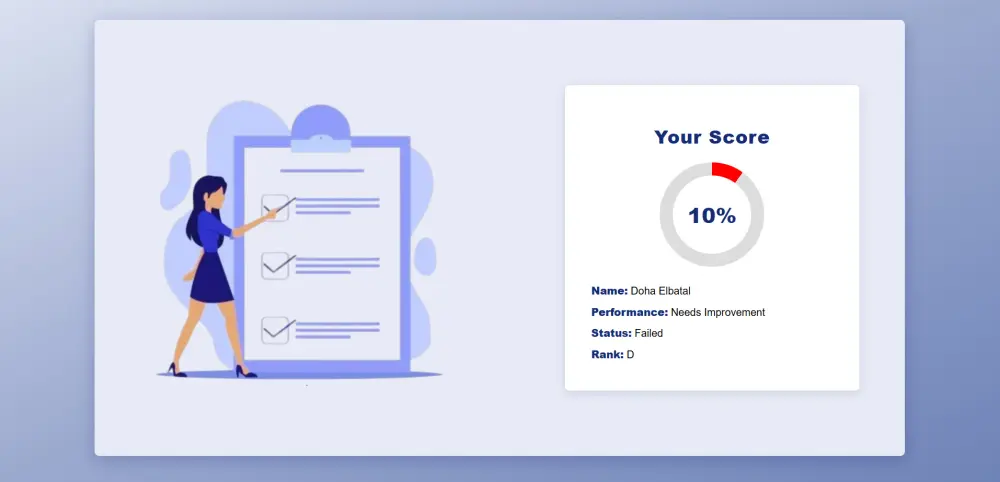 تطوير نظام امتحانات تفاعلي Front-End باستخدام Html ,CSS,JavaScript