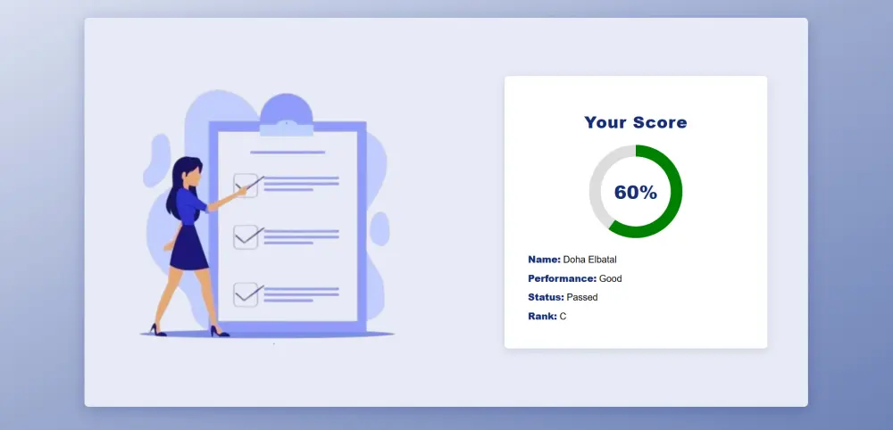 تطوير نظام امتحانات تفاعلي Front-End باستخدام Html ,CSS,JavaScript