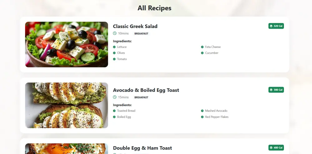 تطوير موقع Meal Planner لتنظيم الوجبات ,Javascript HTML ,CSS