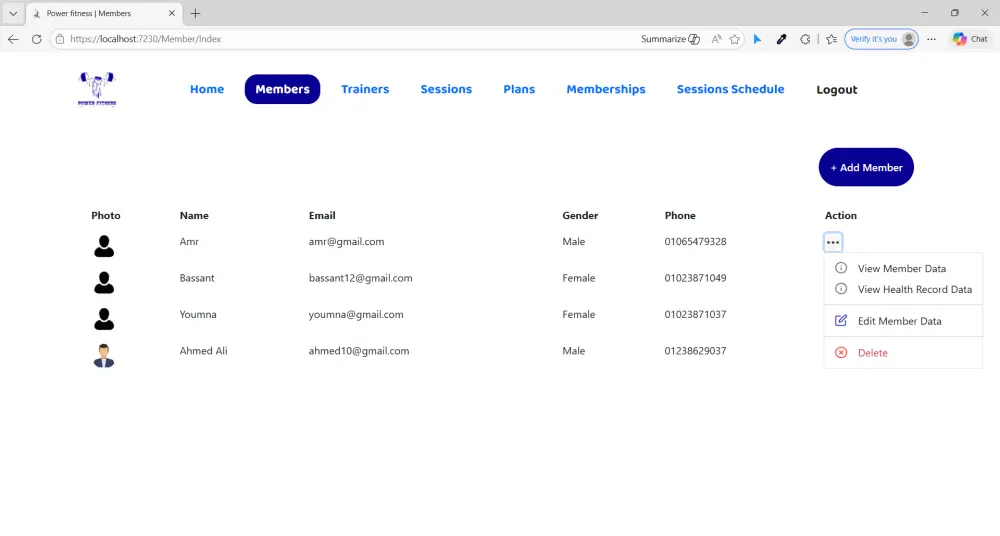 نظام إدارة صالة رياضية (Gym Management System) باستخدام ASP