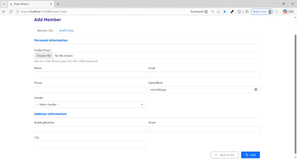 نظام إدارة صالة رياضية (Gym Management System) باستخدام ASP