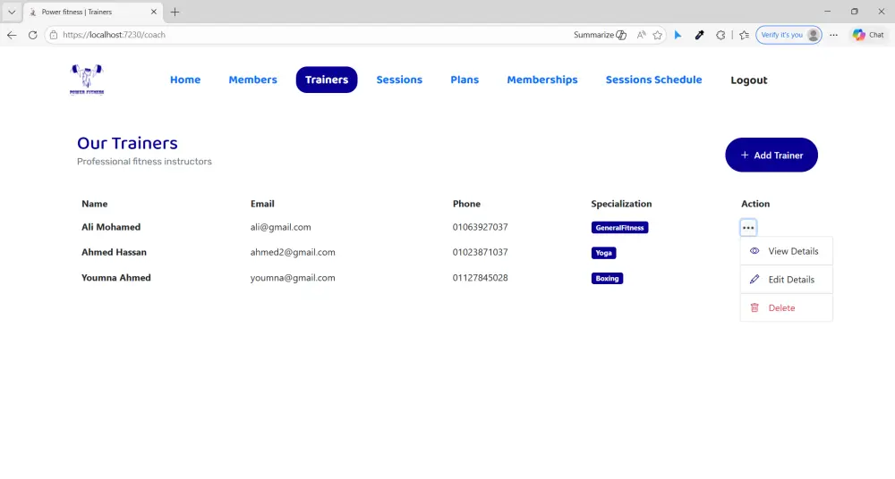 نظام إدارة صالة رياضية (Gym Management System) باستخدام ASP