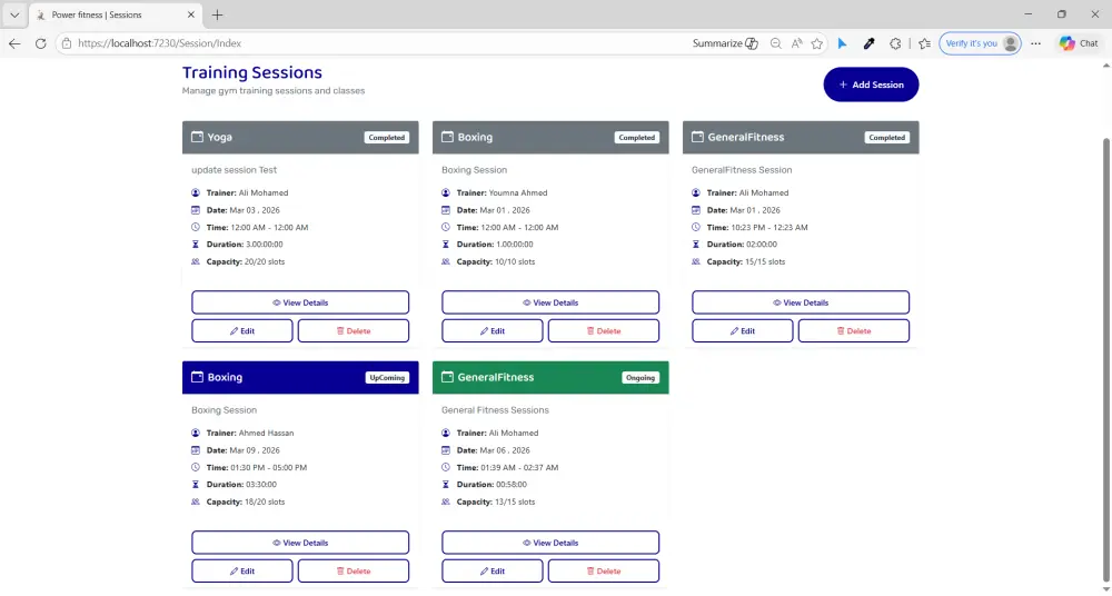 نظام إدارة صالة رياضية (Gym Management System) باستخدام ASP