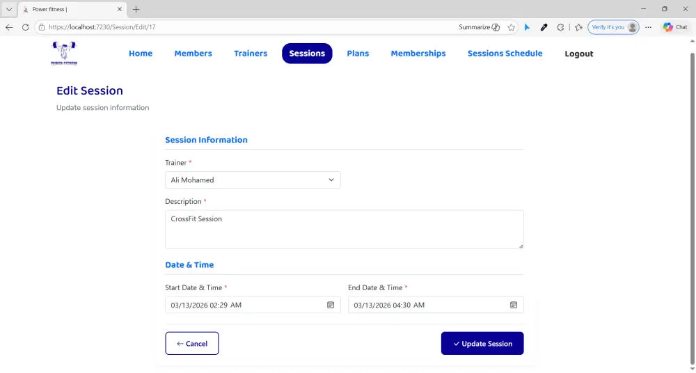 نظام إدارة صالة رياضية (Gym Management System) باستخدام ASP