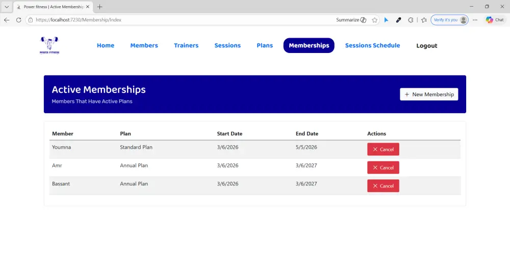 نظام إدارة صالة رياضية (Gym Management System) باستخدام ASP