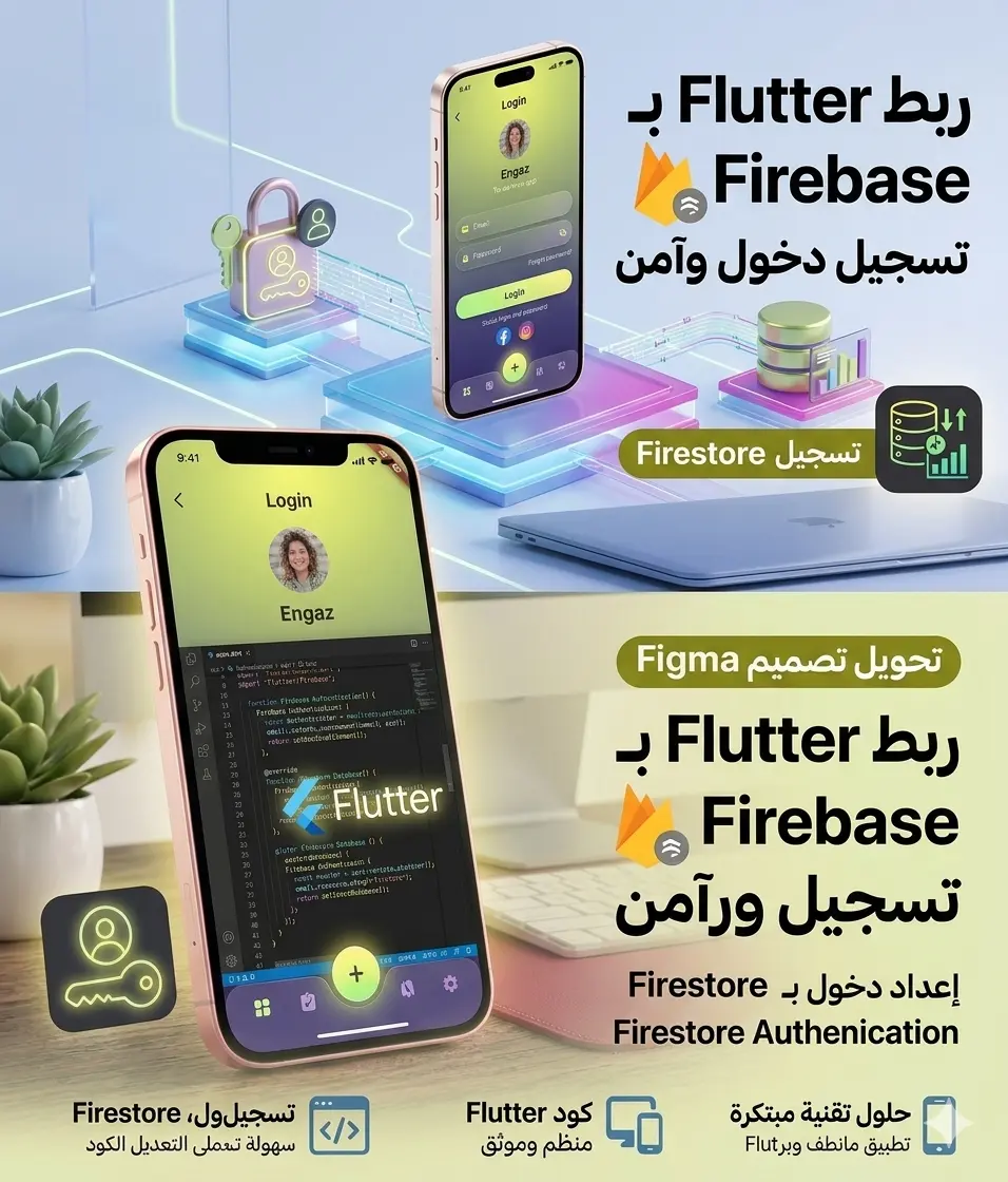 ربط تطبيق Flutter بـ Firebase (تسجيل دخول وقاعدة بيانات)