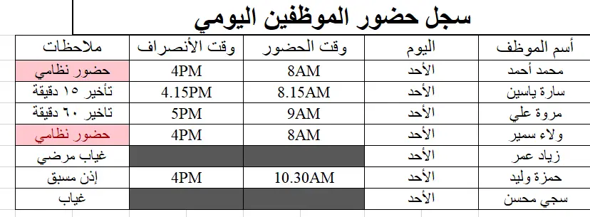 تنظيم وتنسيق جداول باستخدام برنامج (Excel)