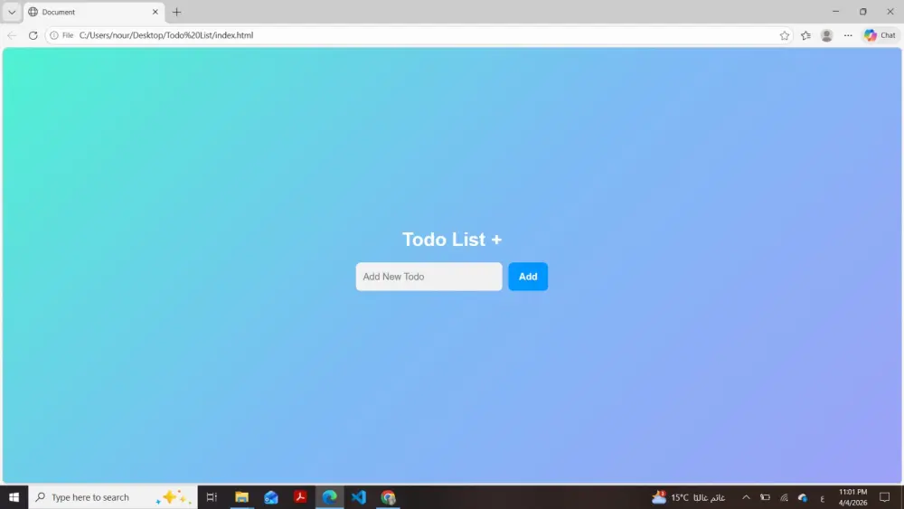 تطوير واجهة مستخدم لتطبيق قائمة مهام تفاعلي (Interactive Todo List App Webpage)