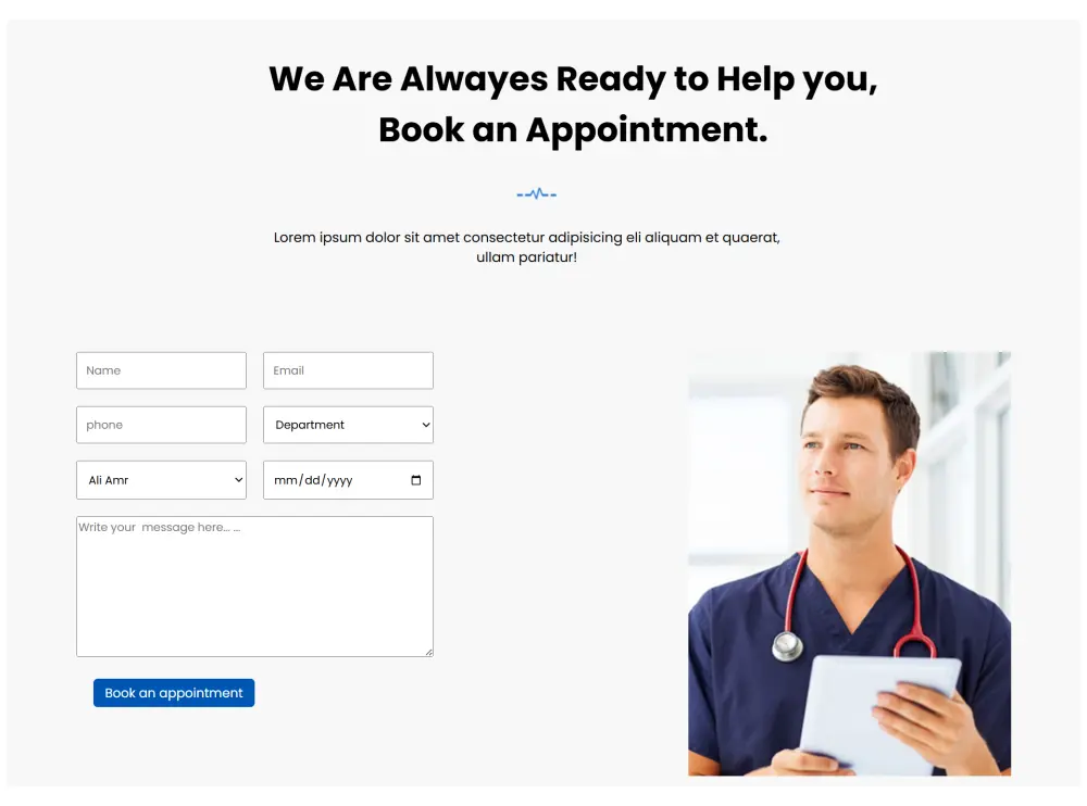 برمجة صفحة هبوط (Landing Page) طبية متكاملة بـ HTML, CSS, JS