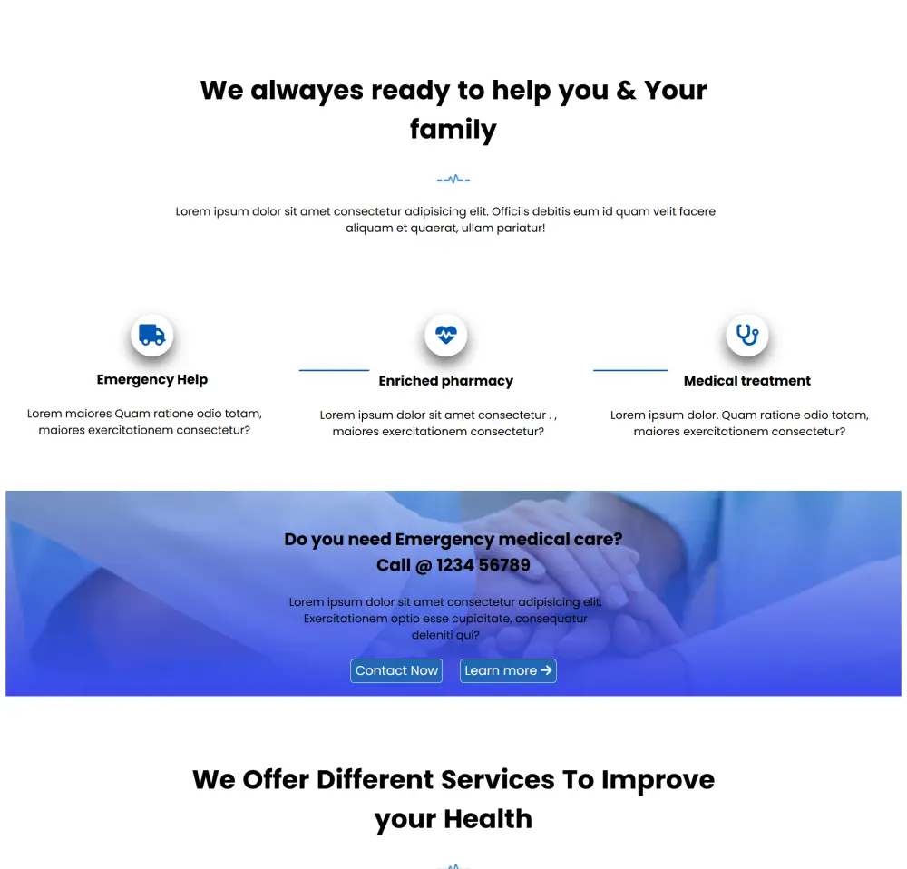 برمجة صفحة هبوط (Landing Page) طبية متكاملة بـ HTML, CSS, JS