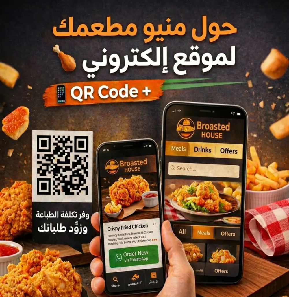 تحويل منيو مطعمك إلى موقع إلكتروني احترافي + QR Code