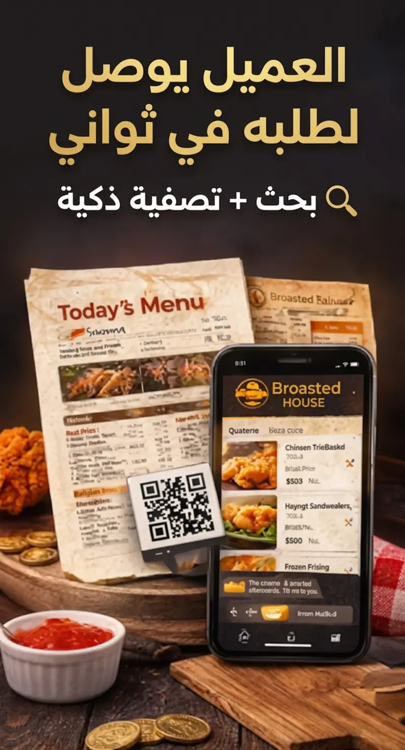 تحويل منيو مطعمك إلى موقع إلكتروني احترافي + QR Code
