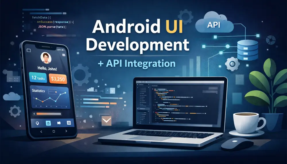 برمجة صفحات Android UI وربطها بقواعد البيانات و APIs