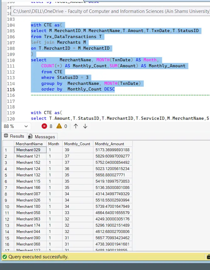 تحليل البيانات باستخدام SQL واستخراج تقارير وBusiness Insights