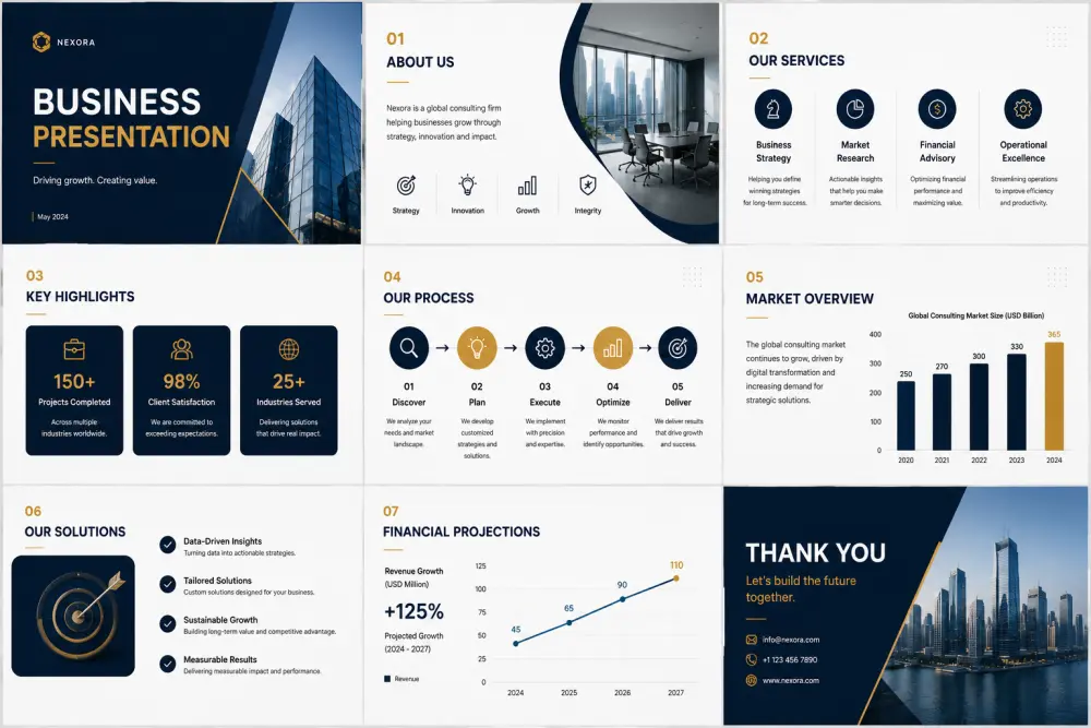 تصميم عروض تقديمية احترافية (Presentation & Pitch Deck) باحترافية عالية