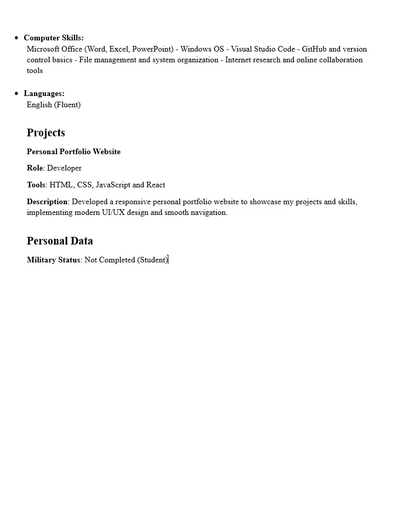 تصميم سيرة ذاتية احترافية متوافقة مع نظام ATS