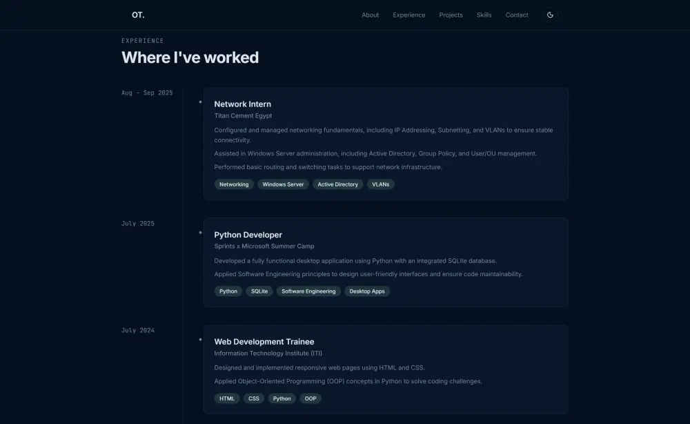 تطوير موقع معرض أعمال (Portfolio) احترافي باستخدام Next.js و Tailwind CSS