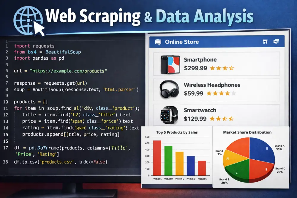استخراج البيانات من المواقع (Web Scraping) وتحويلها إلى تقارير ورسوم بيانية