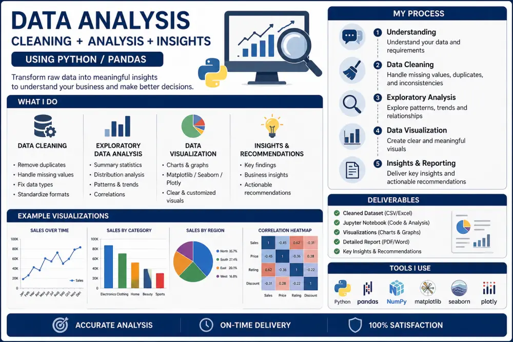تحليل بيانات  باستخدام Python + تقارير و Insights