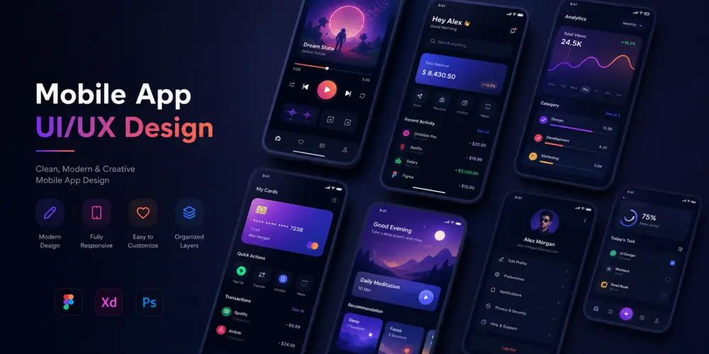 تصميم وبرمجة تطبيق موبايل متكامل (Android و iOS) من الفكرة إلى الإطلاق