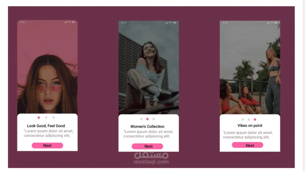 تصميم واجهات تطبيق أزياء وموضة (UI/UX) احترافي وعصري