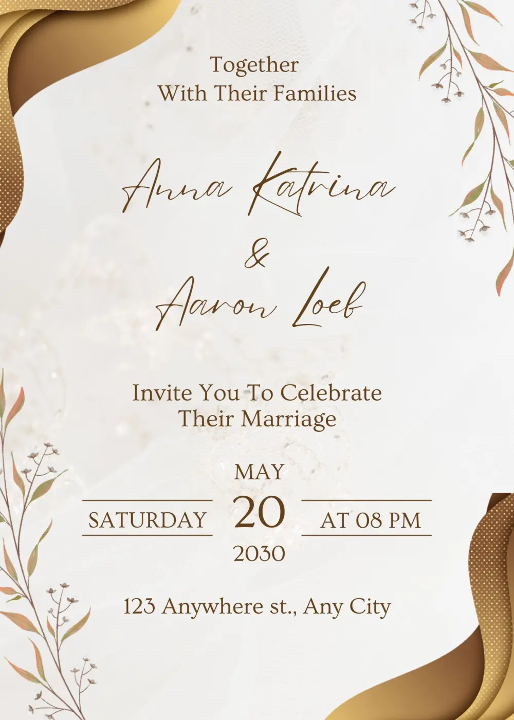 بطاقة دعوة زفاف أنيقة ومميزة