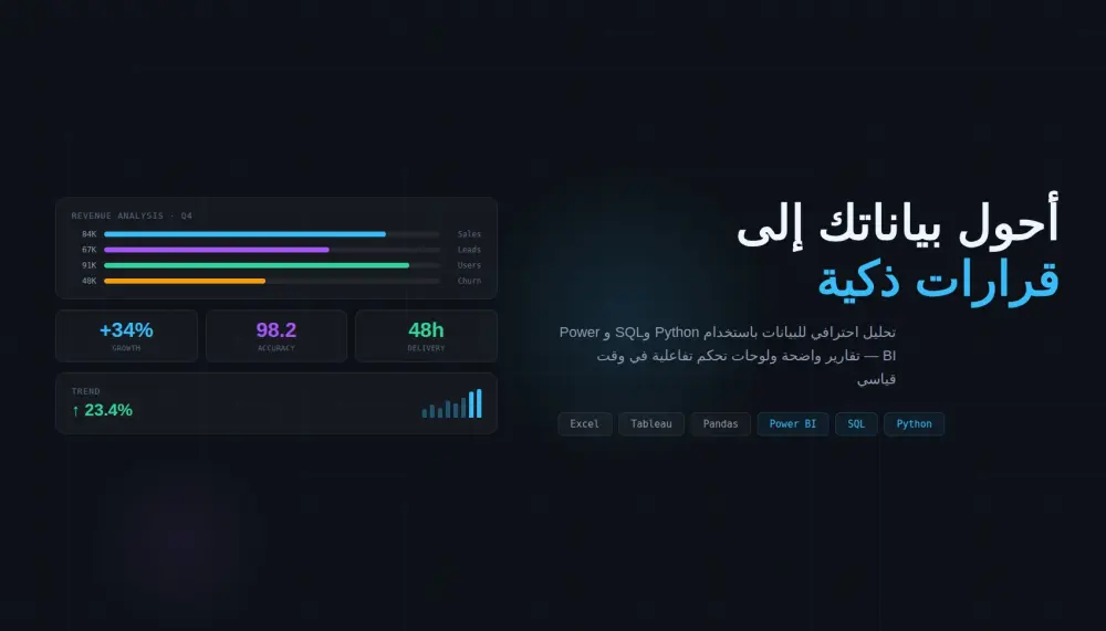 تحليل البيانات وتصميم تقارير احترافية + Dashboard