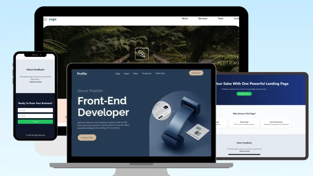 تصميم صفحة هبوط احترافية ومتجاوبة بهوية مميزة وأداء سريع