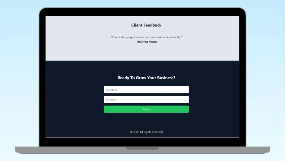 تصميم صفحة هبوط احترافية ومتجاوبة بهوية مميزة وأداء سريع