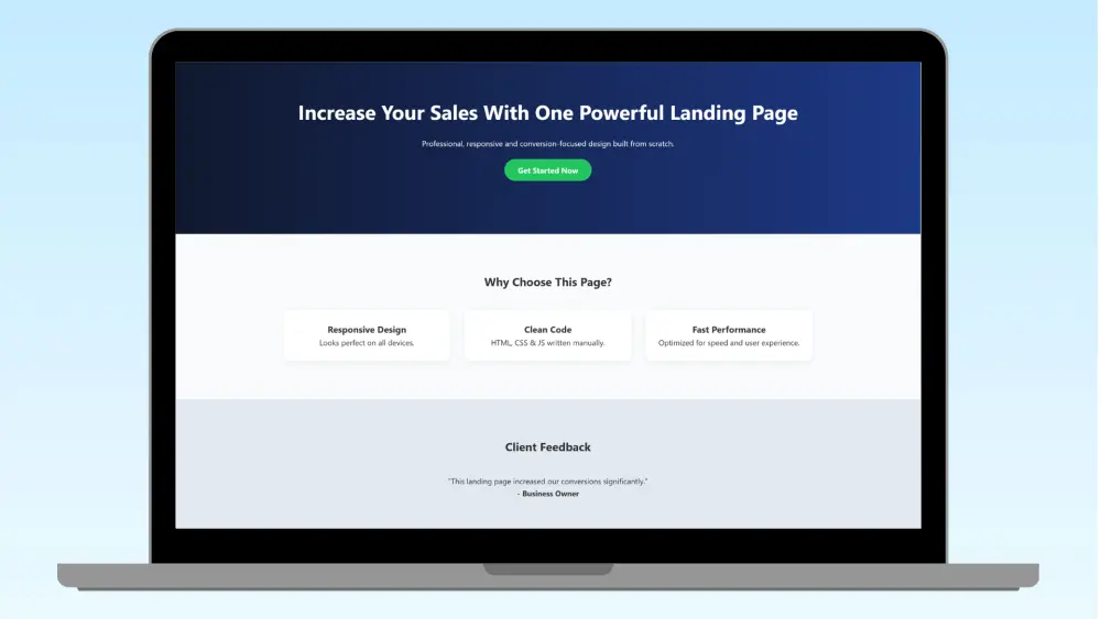 تصميم صفحة هبوط احترافية ومتجاوبة بهوية مميزة وأداء سريع