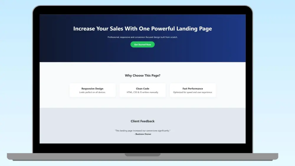 تصميم صفحة هبوط احترافية ومتجاوبة بهوية مميزة وأداء سريع