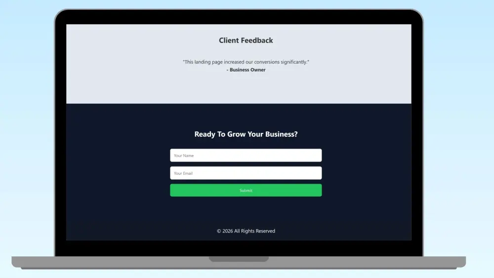 تصميم صفحة هبوط احترافية ومتجاوبة بهوية مميزة وأداء سريع