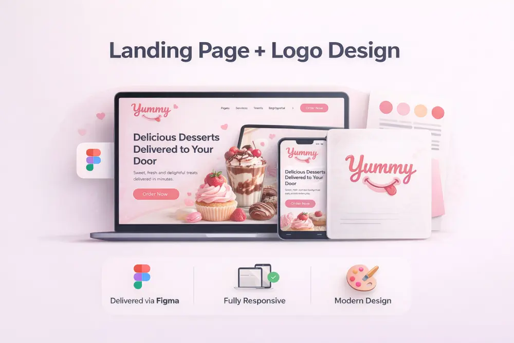 تصميم Landing Page احترافية مع شعار مميز يعبر عن هويتك