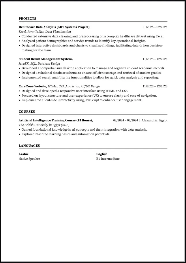 تصميم وإعداد سيرة ذاتية (CV) شاملة ومتوافقة مع أنظمة الفرز الآلي (ATS)