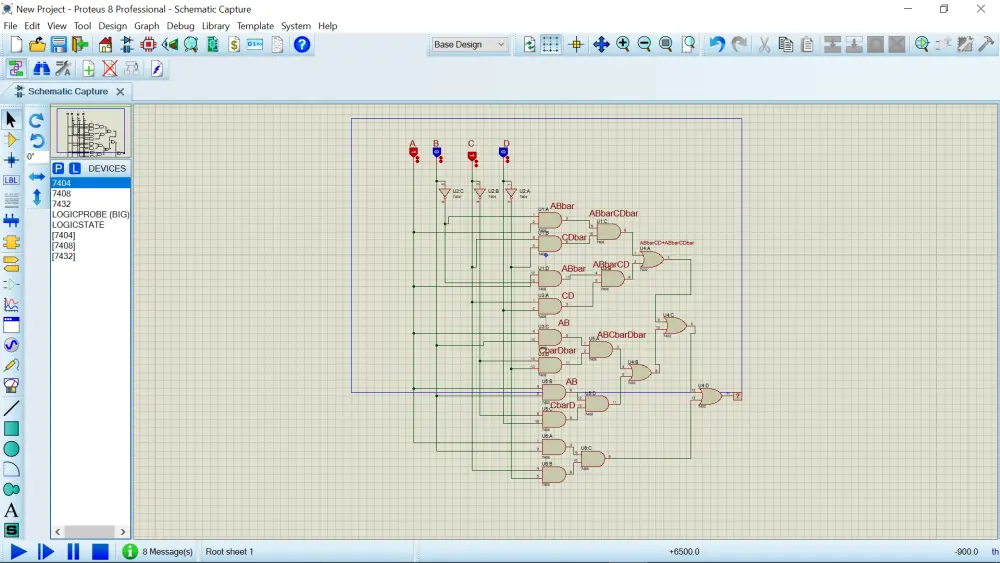 تصميم ومحاكاة الدوائر المنطقية (Logic Circuits) باستخدام برنامج Proteus