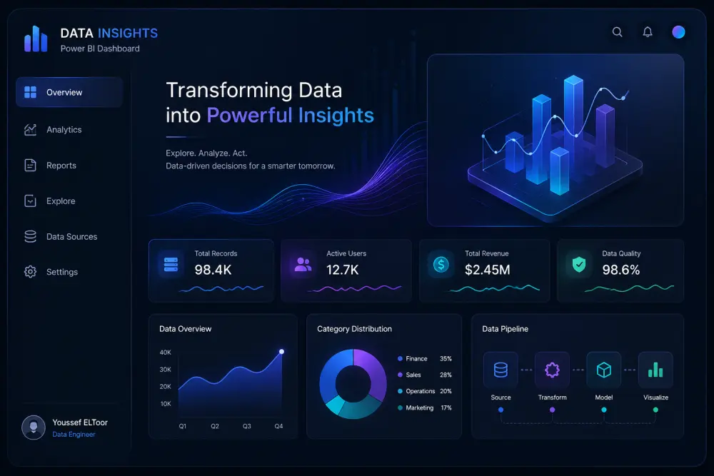 تصميم لوحة Dashboard احترافية و تفاعلية | Excel & PowerBI