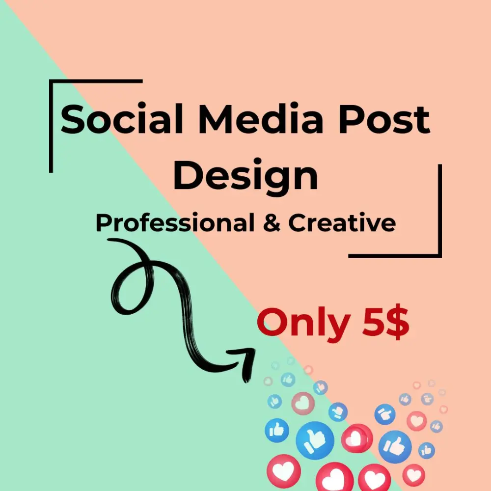 تصميم بوست سوشيال ميديا احترافي مقابل 5$