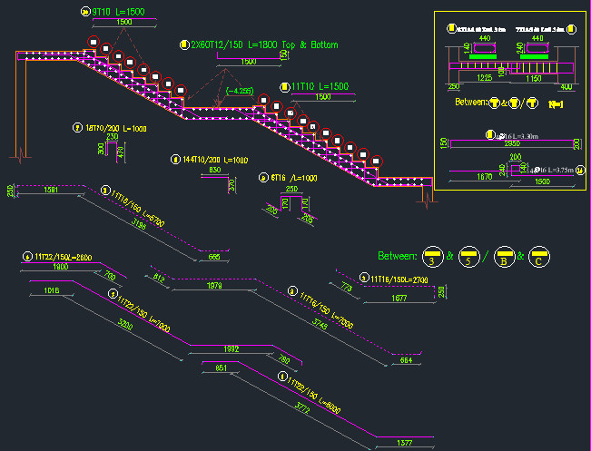 عمل لوحات شوب دروينج +حصر حديد مفصل لكل عنصر +حصر الخرسانات