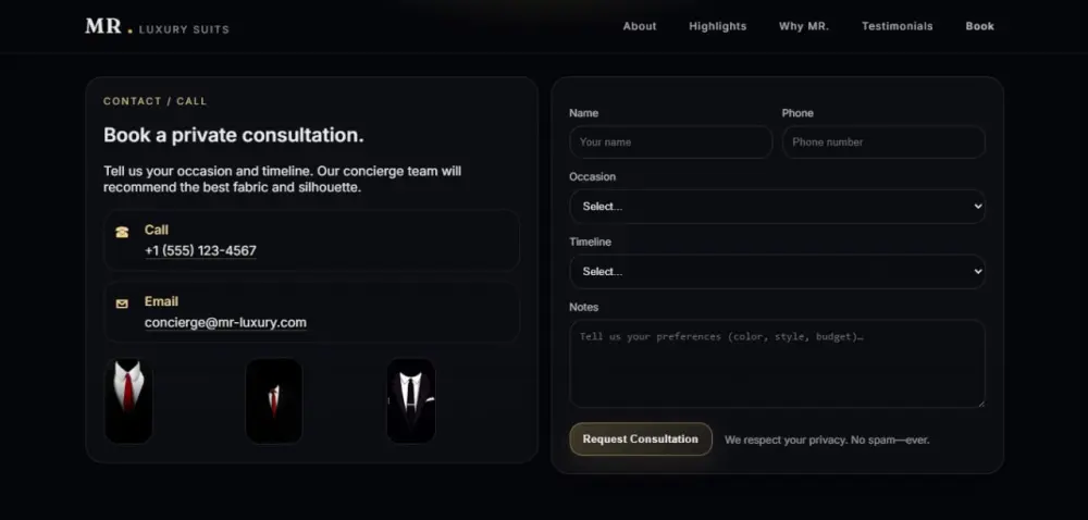 Landing page