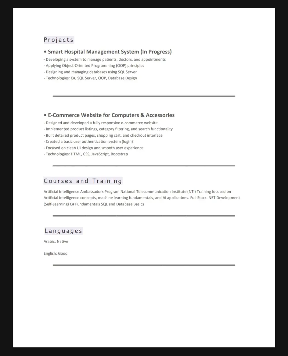 كتابة سيرة ذاتية CV بشكل احترافي و تتوافق مع نظام ATS