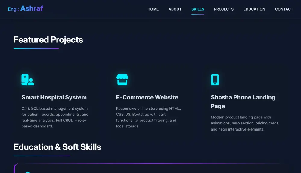 موقع شخصي احترافي Portfolio Website