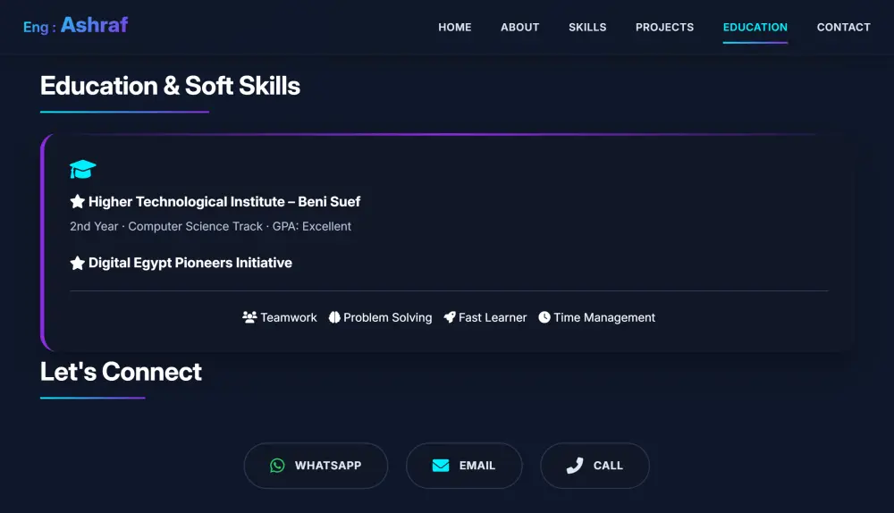 موقع شخصي احترافي Portfolio Website