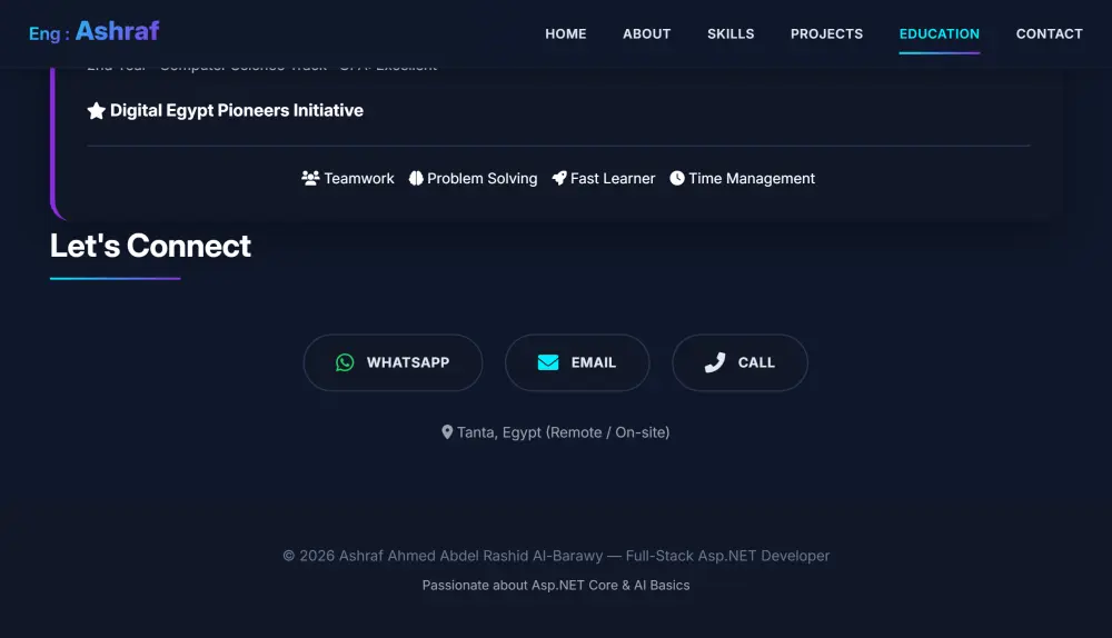 موقع شخصي احترافي Portfolio Website