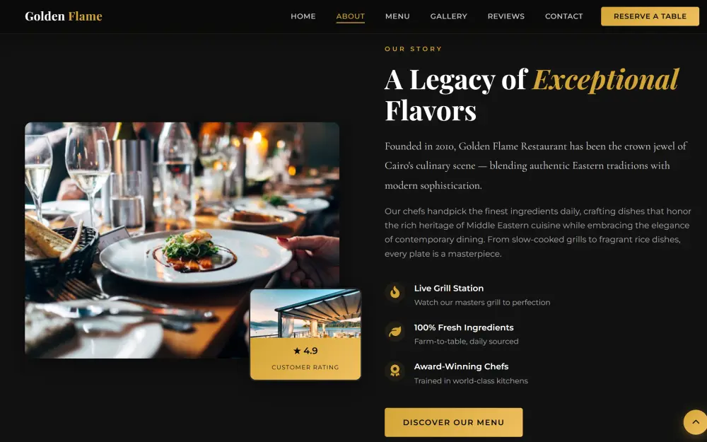 تصميم صفحة هبوط احترافية وسريعة للمطاعم (Landing Page Design)
